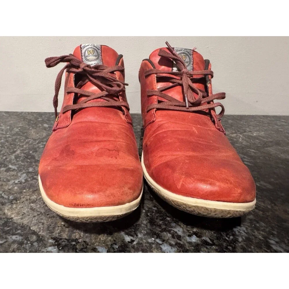 West Coast Men's Red Leather Chukka Lace Up Casual Shoes US 12 EU 46